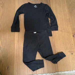 H&M grey ribbed basic set -2T